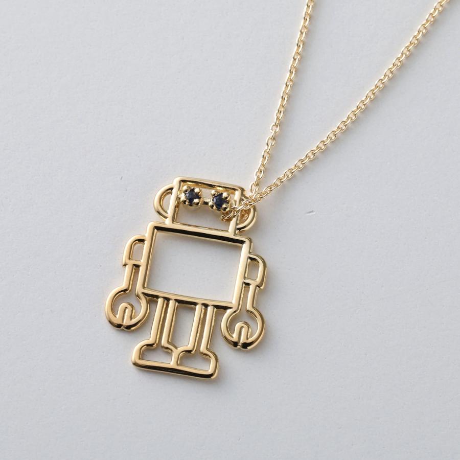 ALIITA アリータ ネックレス ROBOT ZAFIRO AZUL NECKLACE ROLO レディース ロボット モチーフ ブルーサファイア ペンダント J1000/YELLOW-GOLD-9KTの画像