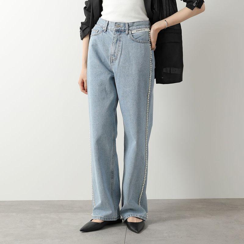 KIMHEKIM キムヘキム ジーンズ PEARL EMBELLISHED WIDE LEG DENIM