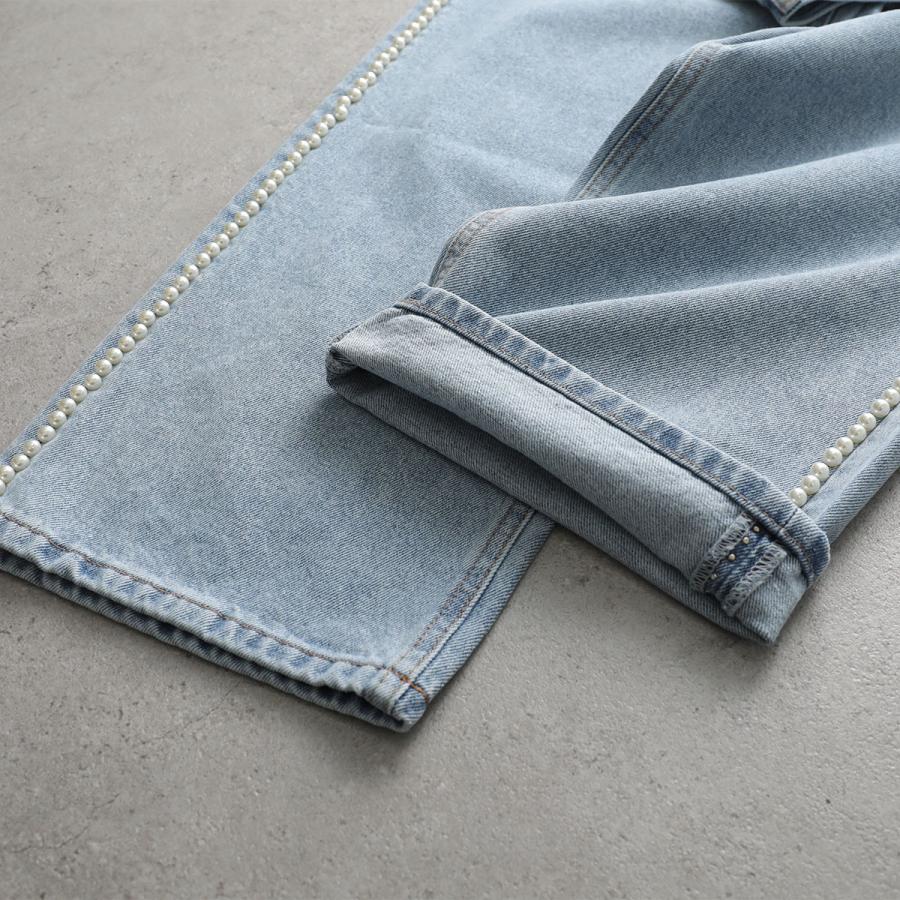 KIMHEKIM キムヘキム ジーンズ PEARL EMBELLISHED WIDE LEG DENIM