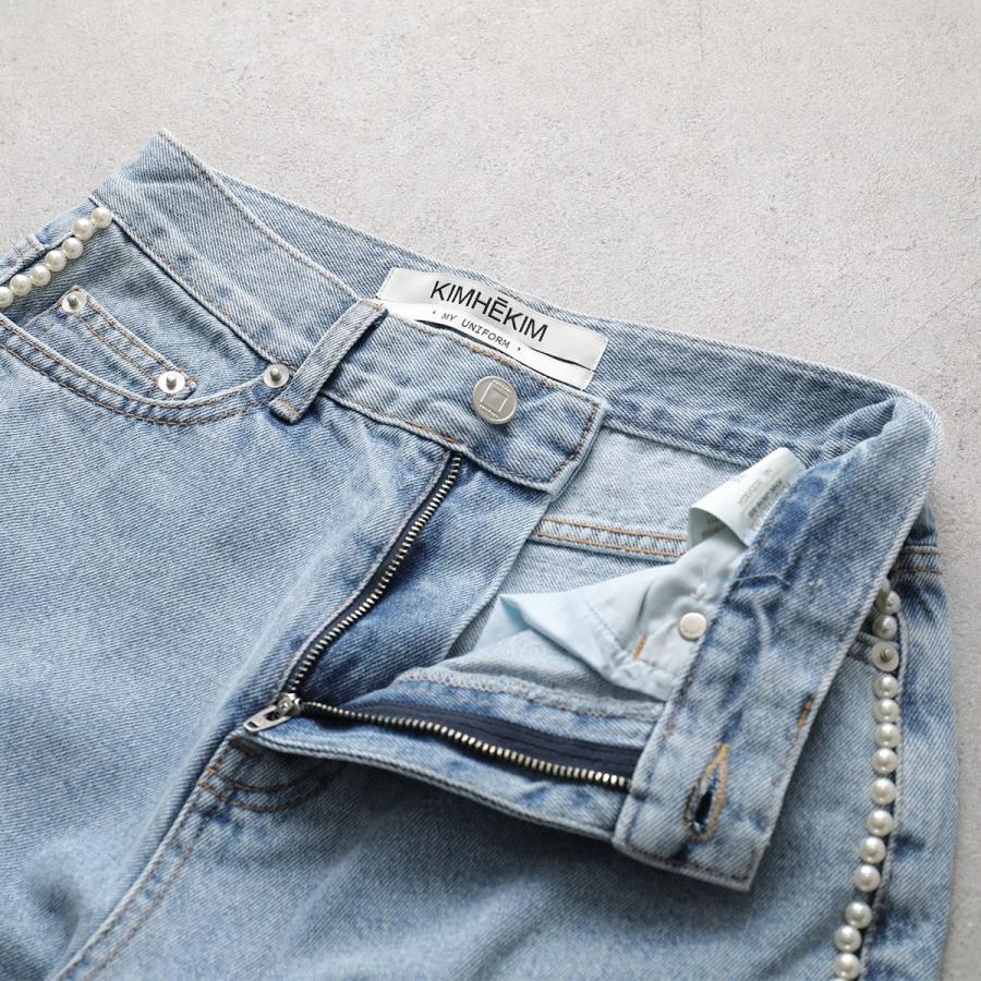 KIMHEKIM キムヘキム ジーンズ PEARL EMBELLISHED WIDE LEG DENIM