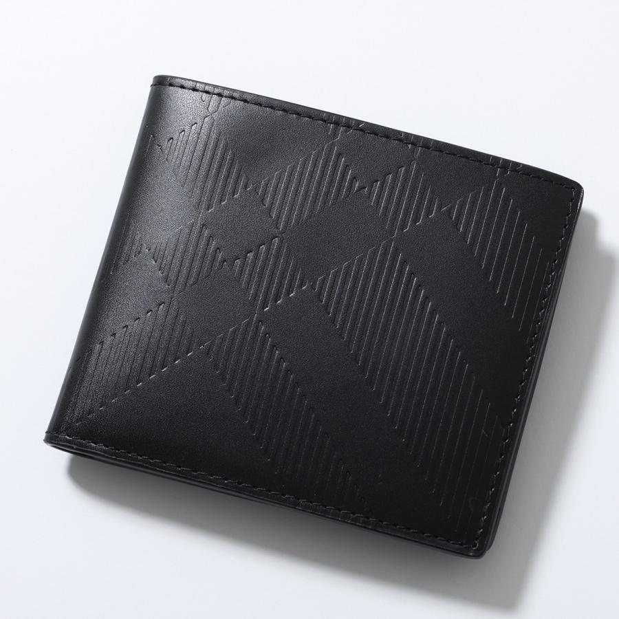 BURBERRY バーバリー 二つ折り財布 MS CC BILL COIN E5L 8103992 メンズ ミニ財布 小銭入れあり エンボスチェック A1189/BLACKの画像