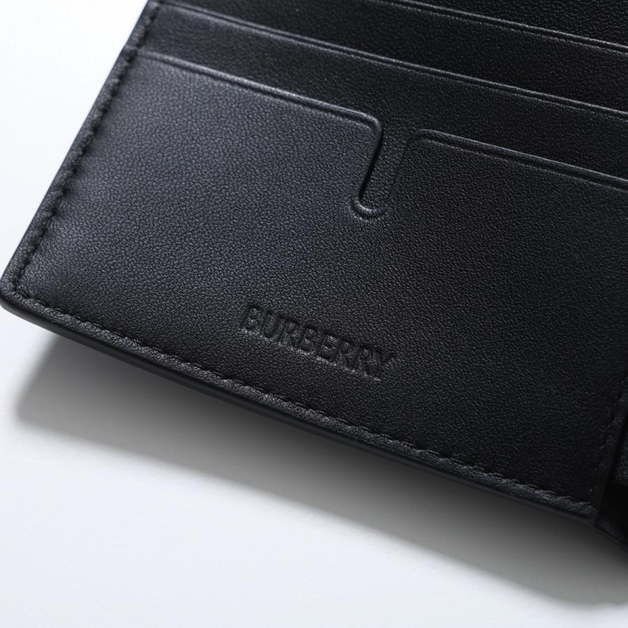 BURBERRY バーバリー 二つ折り財布 MS CC BILL COIN E5L 8103992 メンズ ミニ財布 小銭入れあり エンボスチェック A1189/BLACKの画像