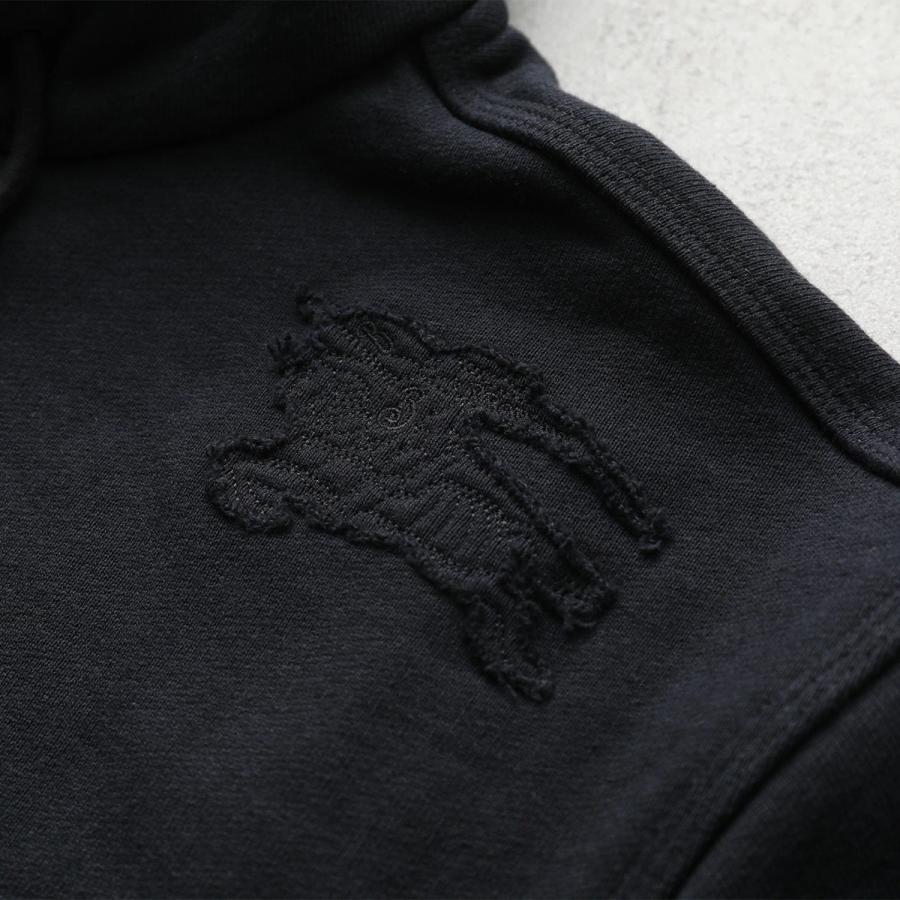 BURBERRY バーバリー パーカー 8084964 メンズ ジップアップ フーディー スウェット コットン 裏起毛 刺繍ロゴ セットアップ可能 A1189/BLACKの画像