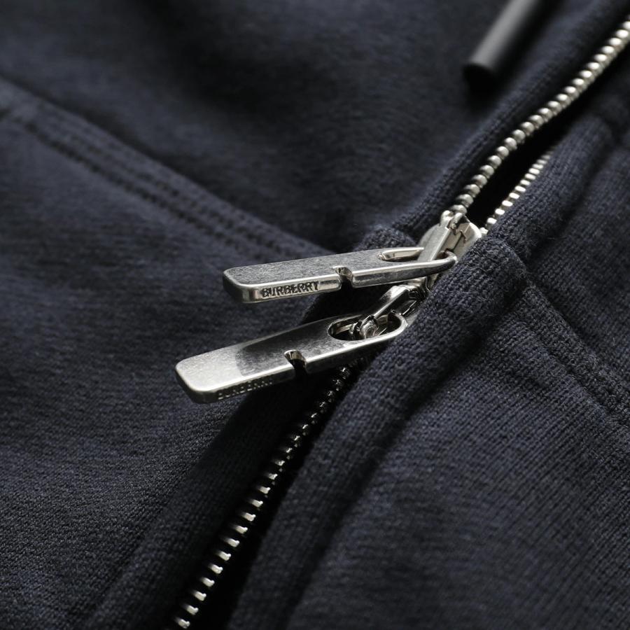 BURBERRY バーバリー パーカー 8084964 メンズ ジップアップ フーディー スウェット コットン 裏起毛 刺繍ロゴ セットアップ可能 A1189/BLACKの画像
