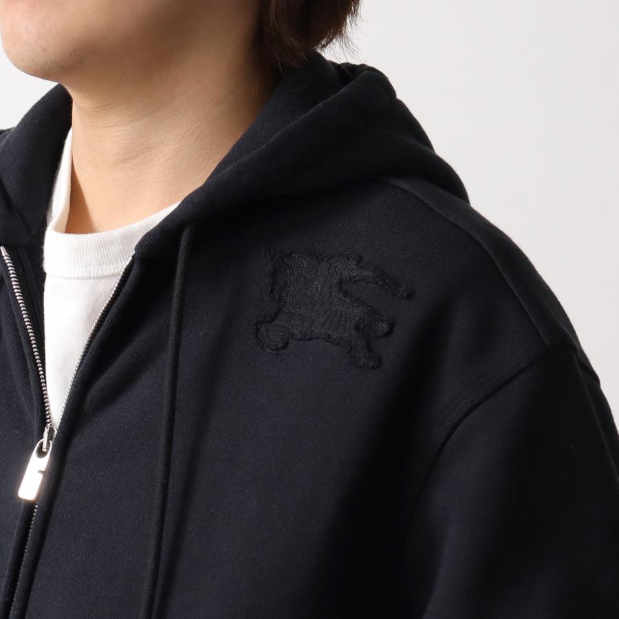 BURBERRY バーバリー パーカー 8084964 メンズ ジップアップ フーディー スウェット コットン 裏起毛 刺繍ロゴ セットアップ可能 A1189/BLACKの画像