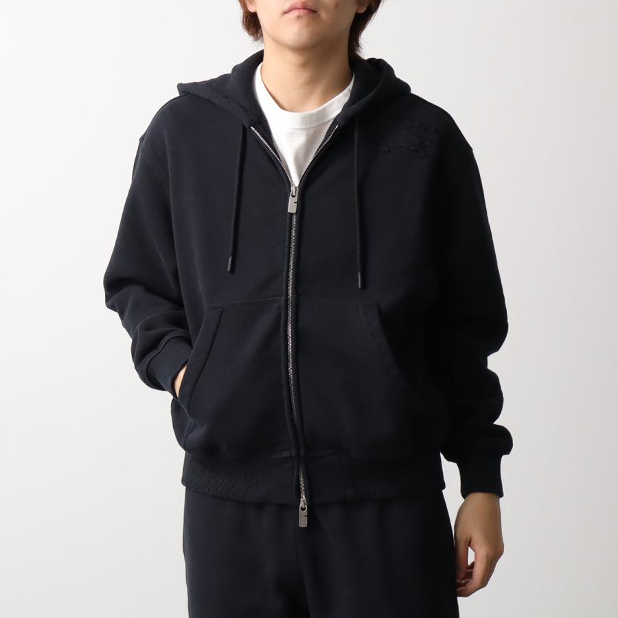 BURBERRY バーバリー パーカー 8084964 メンズ ジップアップ フーディー スウェット コットン 裏起毛 刺繍ロゴ セットアップ可能 A1189/BLACKの画像