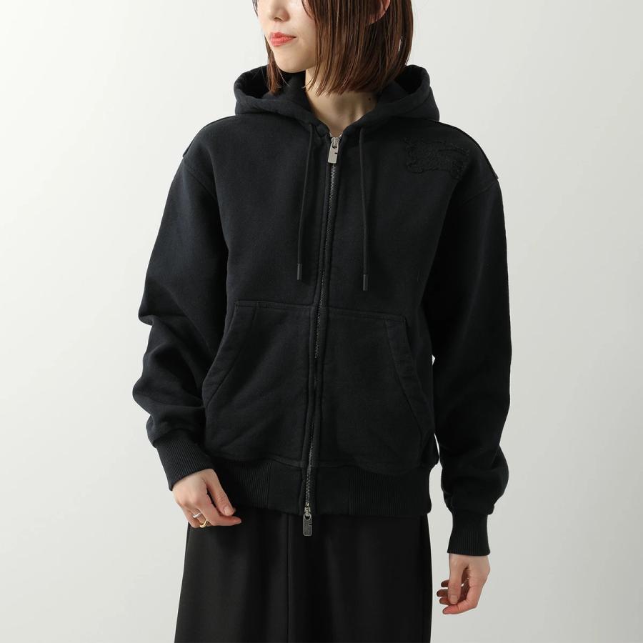BURBERRY バーバリー パーカー 8084964 メンズ ジップアップ フーディー スウェット コットン 裏起毛 刺繍ロゴ セットアップ可能 A1189/BLACKの画像