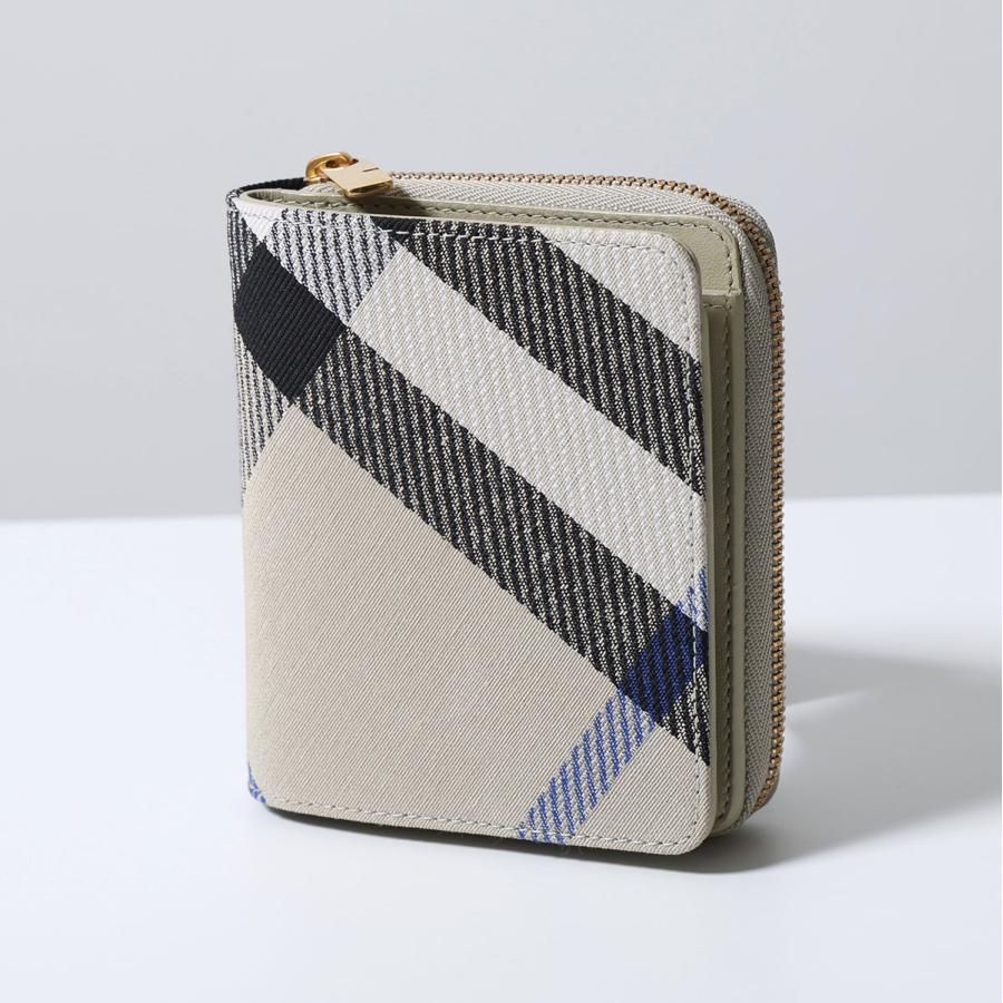 BURBERRY レザー 二つ折り財布 ノバチェック ホワイト BURBERRY（バーバリー） 二つ折り財布 LS COMPACT ZIP BIFOLD CJ1