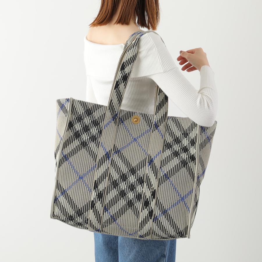 BURBERRY バーバリー トートバッグ LL MD KNIT TOTE CH4 8090405 メンズ ニット チェック 鞄 B9629/LICHENの画像