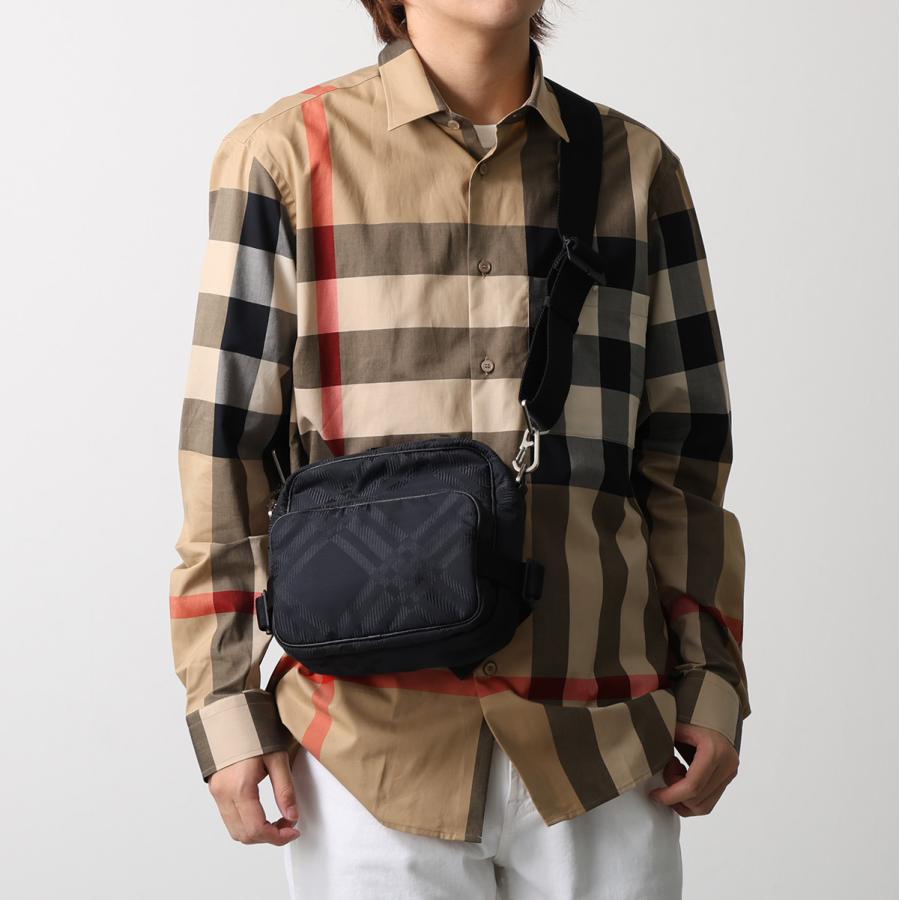 BURBERRY バーバリー ショルダーバッグ ML CROSSBODY 8085380 メンズ ジャカード チェック クロスボディ 軽量 鞄 A1189/BLACKの画像