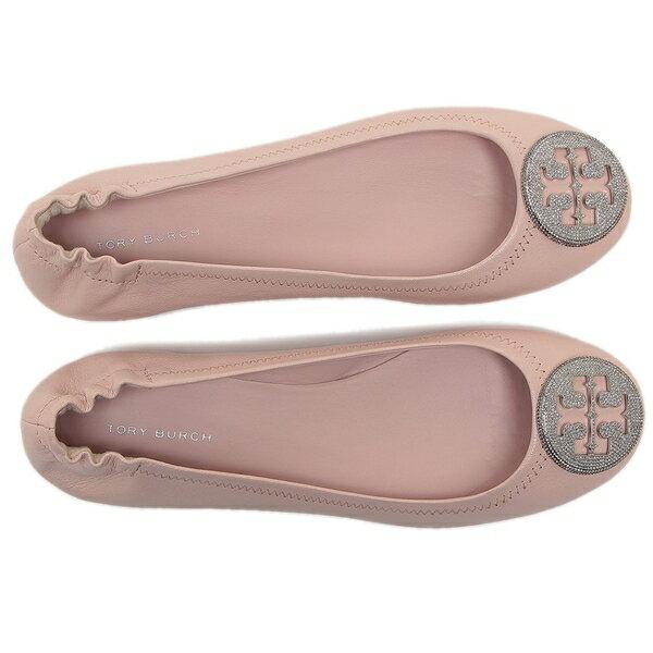 美品 TORY BURCH ミニートラベル バレエシューズ ビジュー ピンク 箱 TORY BURCH（トリーバーチ） フラットパンプス MINNIE PAVE TRAVEL