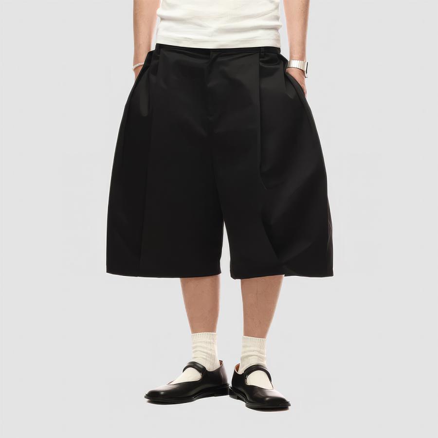 6crayon ハーフパンツ ブラック＋かキー組合 6CRAYON シックスクレヨン ハーフパンツ Elastic Waist Wide Leg