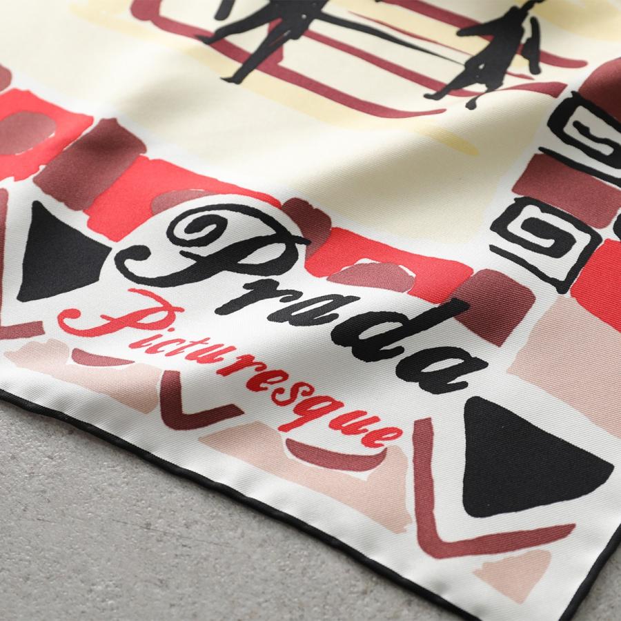 PRADA 矢印模様 スカーフ 赤 新 モデルファッション - PRADA 矢印模様