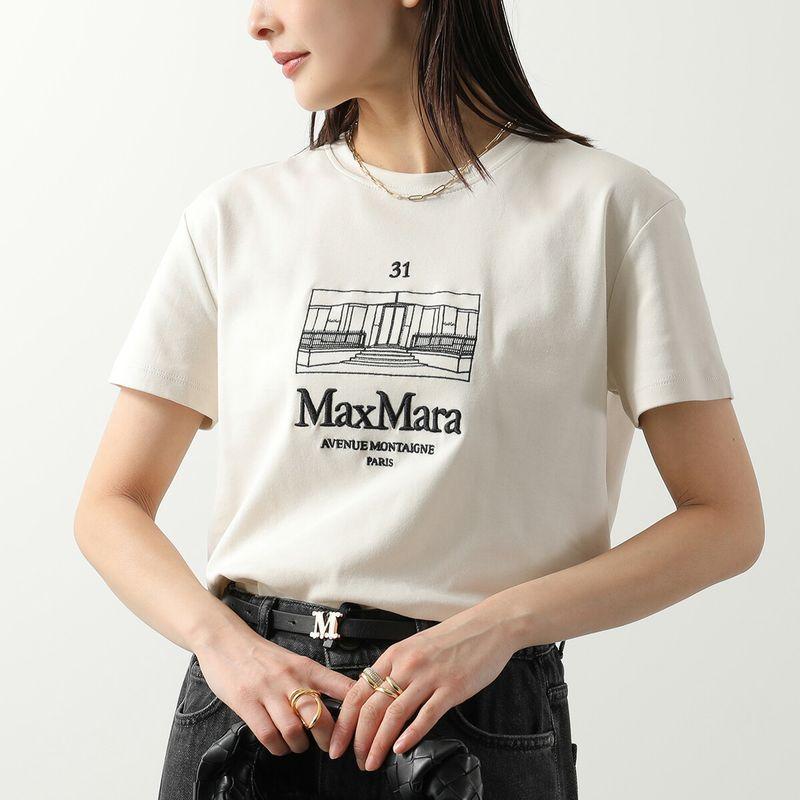 マックスマーラ S’MaxMara ホワイト ロゴ入りTシャツ　Ｍ S MAXMARA（エスマックスマーラ） エス マックスマーラ Tシャツ BELLA
