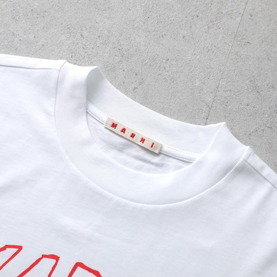MARNI マルニ ロゴ Tシャツ 半袖 ショート丈 ホワイト スパンコール MARNI（マルニ） Tシャツ THJET49P02 USCV80 レディース 半袖