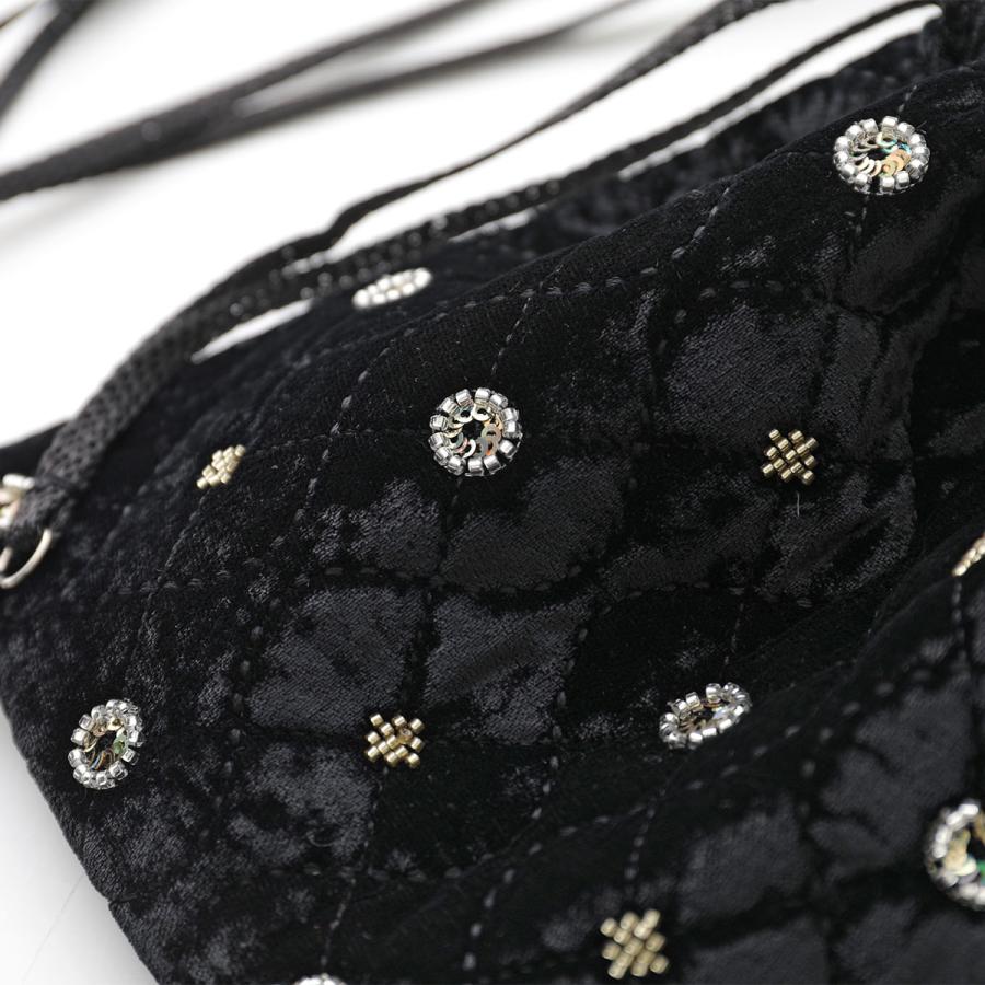【新品・未使用】neQuittezpas ヌキテパ　ベルベット 刺繍 ミュール NE QUITTEZ PAS!（ヌキテパ） ne Quittez pas ショルダーバッグ Velvet