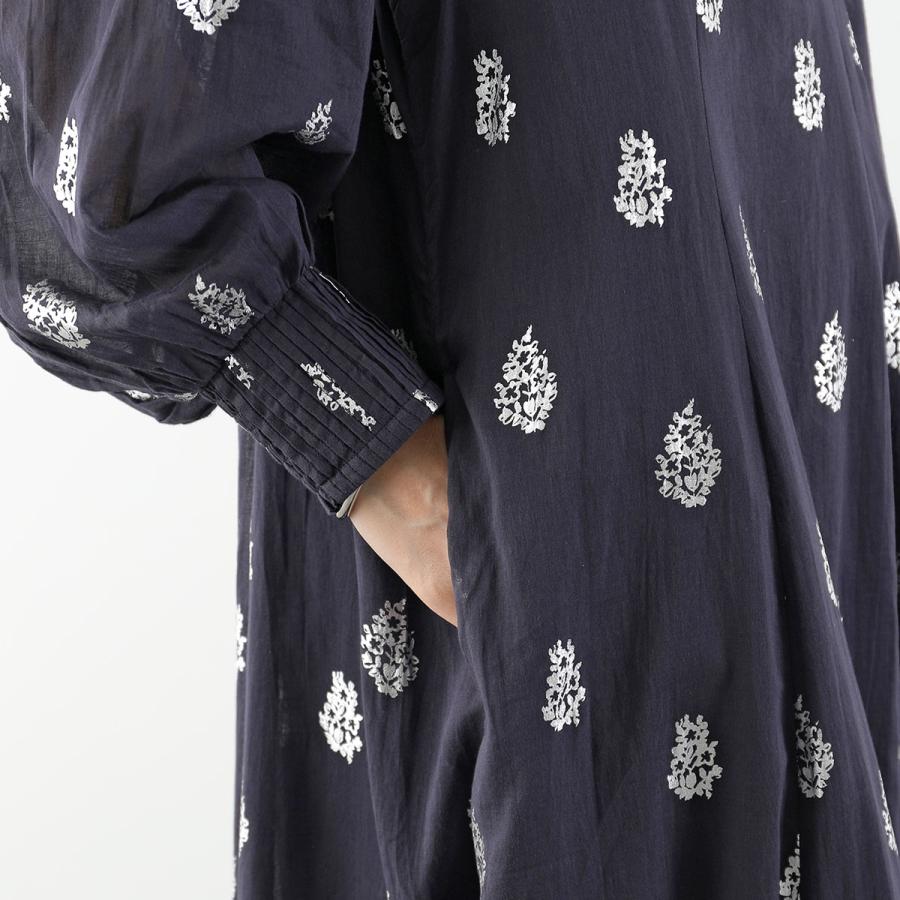 ne Quittez pas ヌキテパ ワンピース Cotton Voile Foil Flower Print Sleeve Dress 010400CM2 レディース ロング丈 ドレス 長袖