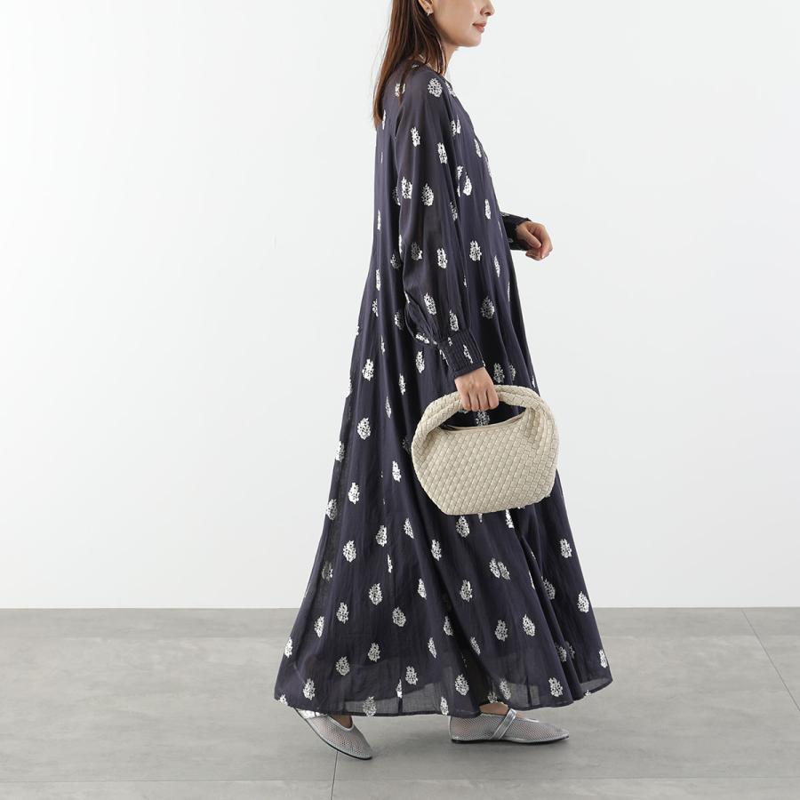ne Quittez pas ヌキテパ ワンピース Cotton Voile Foil Flower Print Sleeve Dress 010400CM2 レディース ロング丈 ドレス 長袖