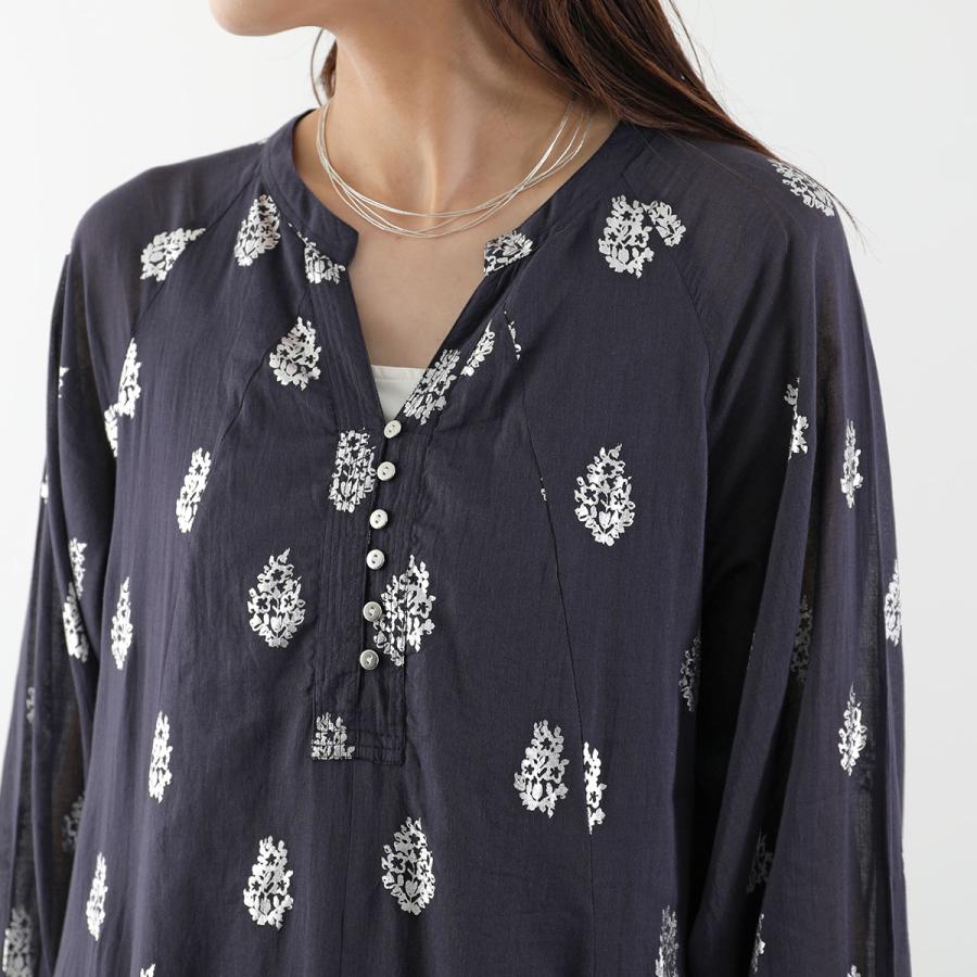 ne Quittez pas ヌキテパ ワンピース Cotton Voile Foil Flower Print Sleeve Dress 010400CM2 レディース ロング丈 ドレス 長袖