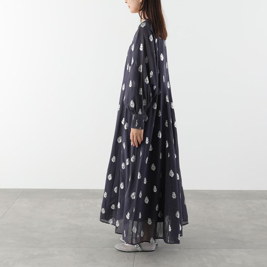ne Quittez pas ヌキテパ ワンピース Cotton Voile Foil Flower Print Sleeve Dress 010400CM2 レディース ロング丈 ドレス 長袖