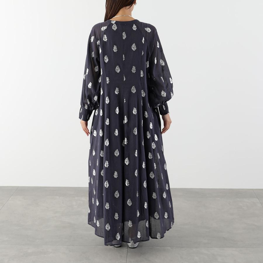 ne Quittez pas ヌキテパ ワンピース Cotton Voile Foil Flower Print Sleeve Dress 010400CM2 レディース ロング丈 ドレス 長袖