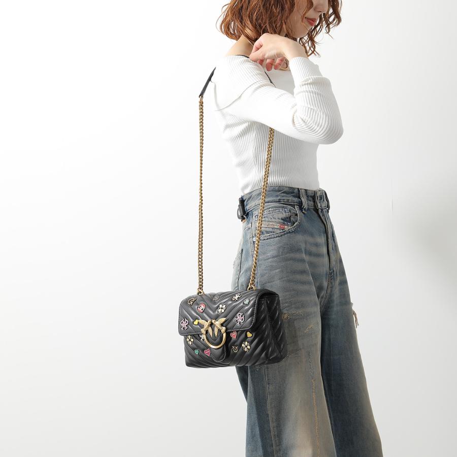 【美品】 PINKO クリアバッグ　レザー　スタッズ　チェーン　ショルダーバッグ PINKO（ピンコ） ショルダーバッグ Love Lady Puff Mini 100044 A125