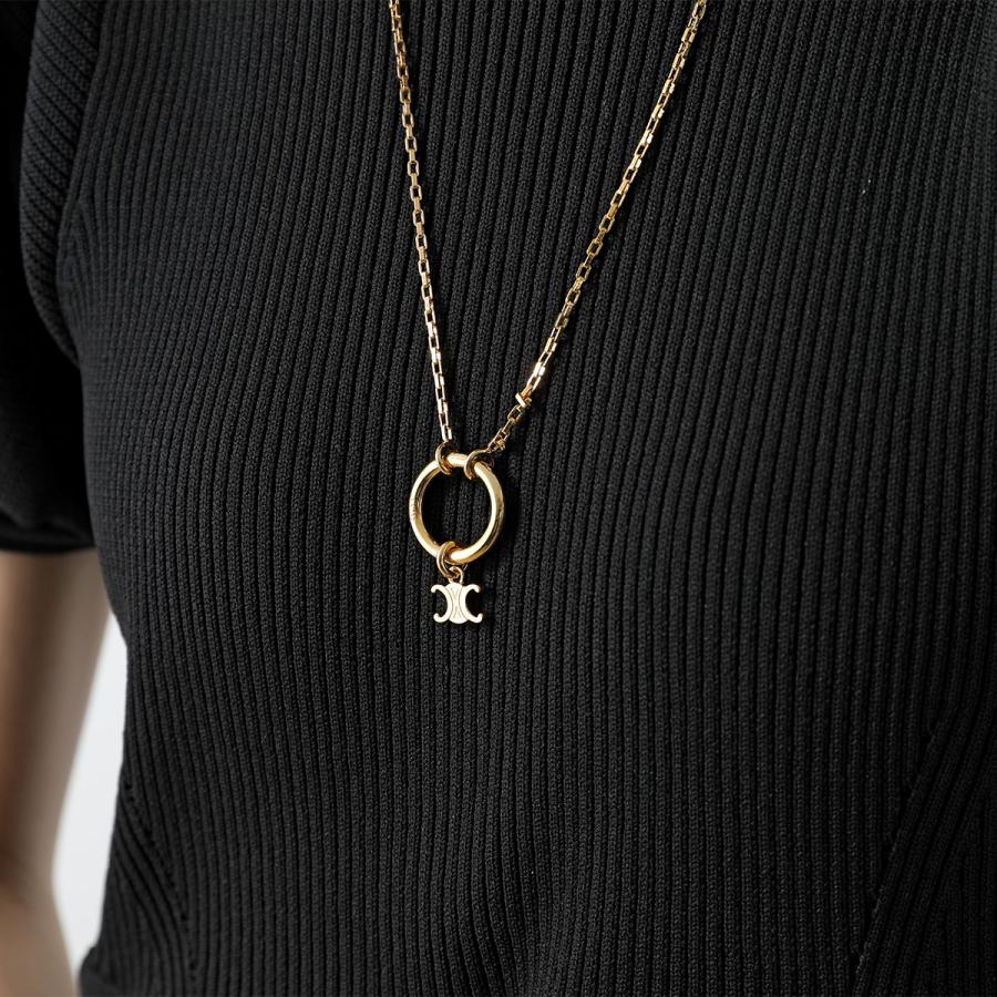 美品✨セリーヌ トリオンフ ネックレス ペンダント サークル ゴールド 丸型 CELINE（セリーヌ） ネックレス TRIOMPHE NECKLACE B10FS4V94.35OR