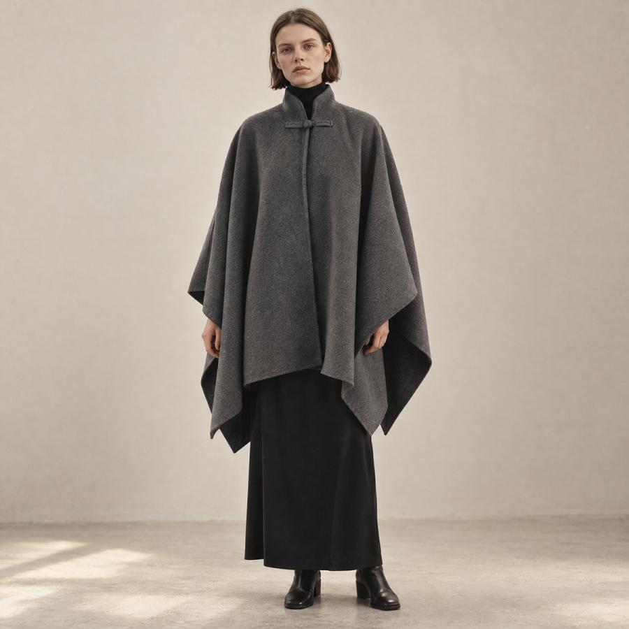 Noble ケープ ポンチョ ROHE ローエ ポンチョ Double-faced wool manderin poncho 820-10-263