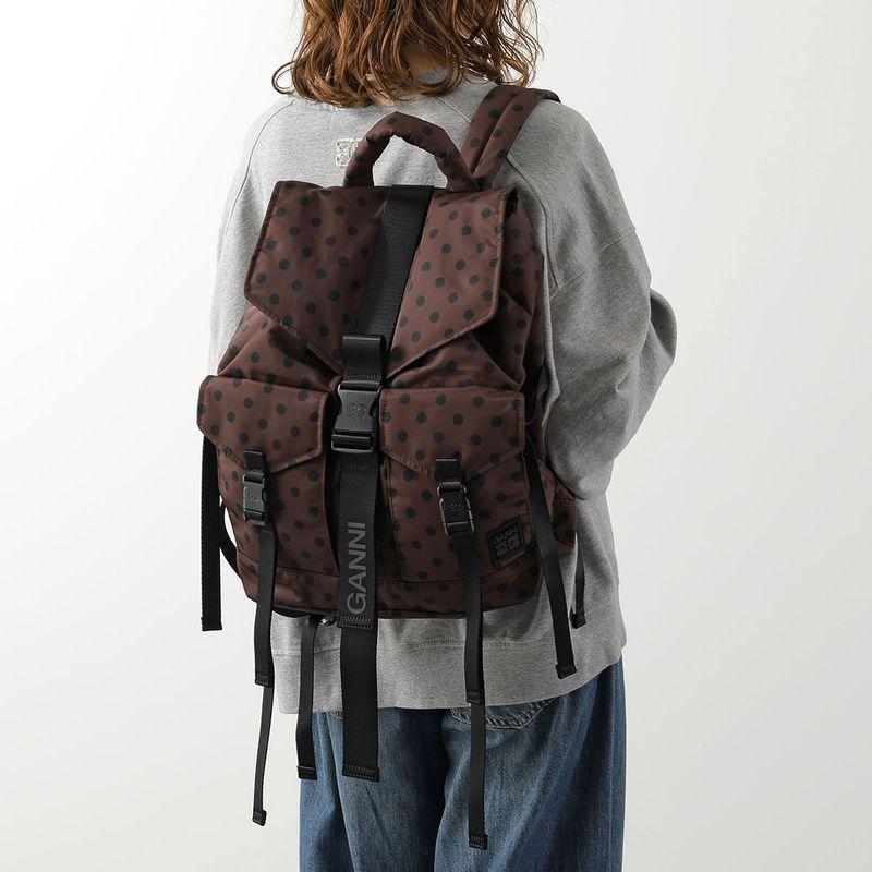 未使用級✨　GANNI　ミニリュック　カーキ　ガンニ　バックパック GANNI（ガニー） バックパック Re-Tech Printed Nylon Backpack