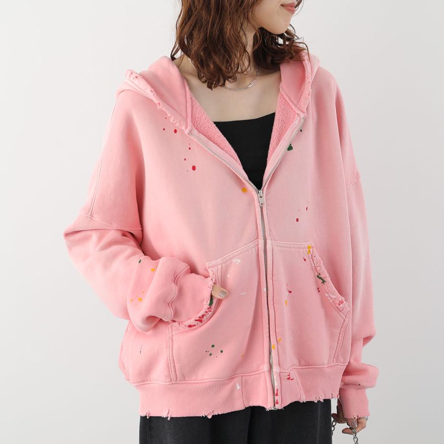 MOOJIMOOJI パーカー ピンク XLサイズ moojimooji ムージムージ パーカー OVERSIZE ZIP UP HOODIE STREET MOO