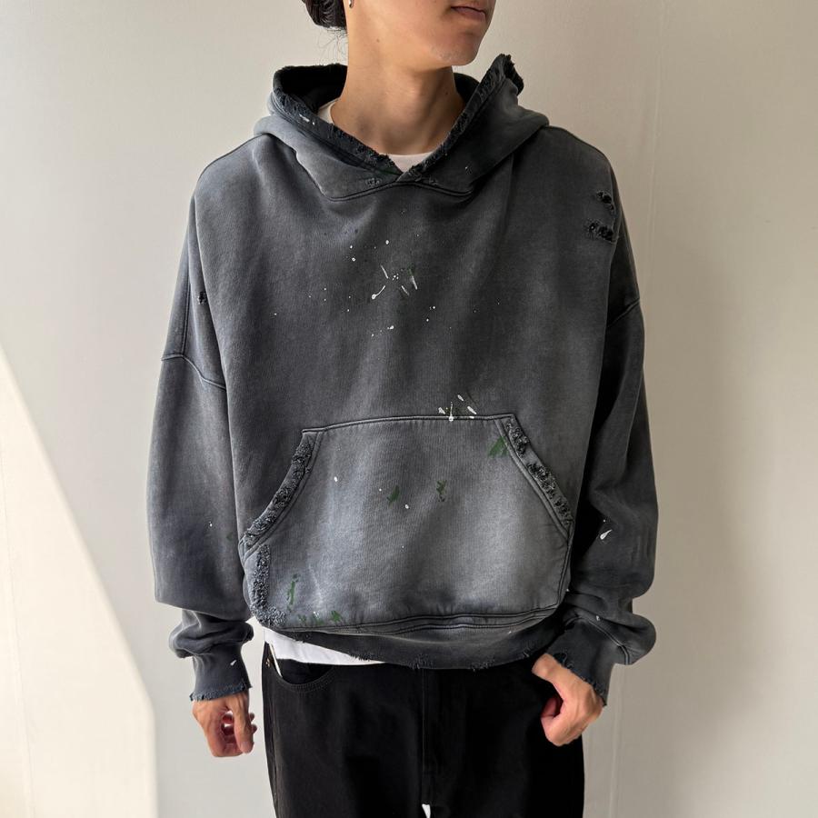 moojimooji ムージムージ パーカー OVERSIZED CROP HOODIE SPLATTER