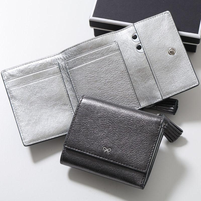 美品 アニヤハインドマーチ アイズ 三つ折り財布 黒 箱付　レター型 ANYA HINDMARCH（アニヤ・ハインドマーチ） 三つ折り財布 Mini Trifold