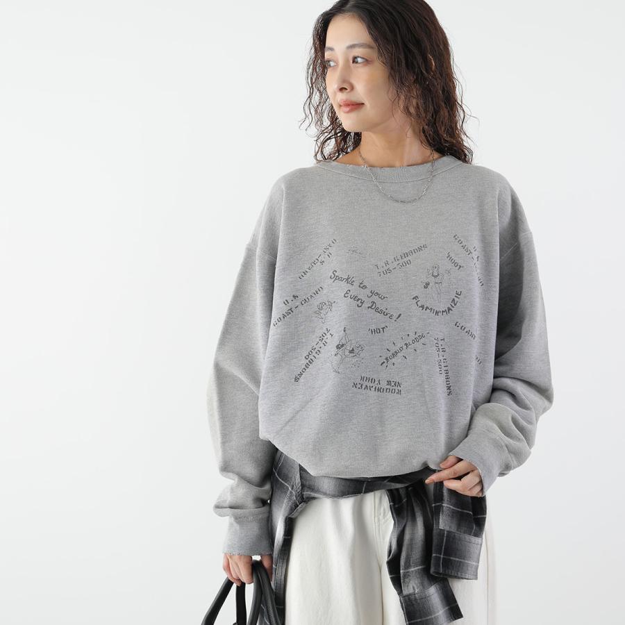 KHA:KI カーキ スウェットシャツ DAMAGE SWEAT SHIRT -STENCIL