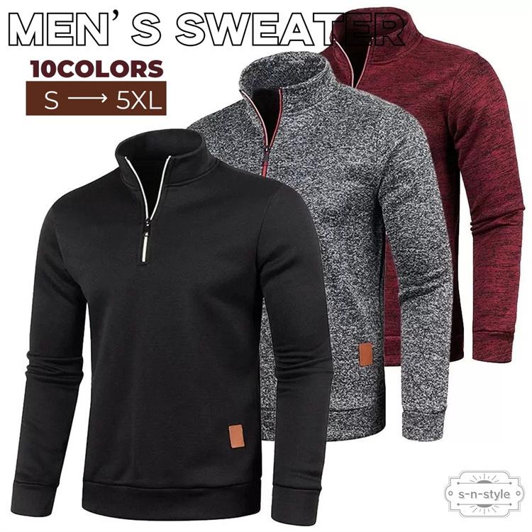 ハーフジップ ニット メンズ 40代 50代 60代 長袖 セーター ニット