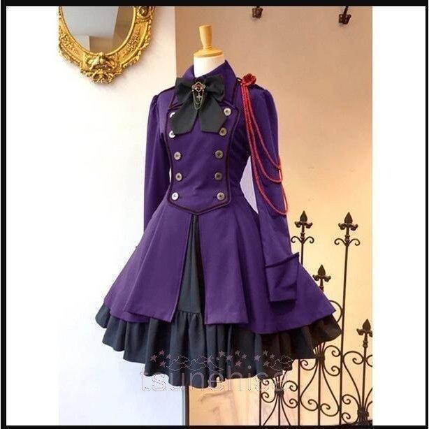 膝丈ワンピース 軍服風 ロリータ ワンピース ゴスロリ ドレス 長袖