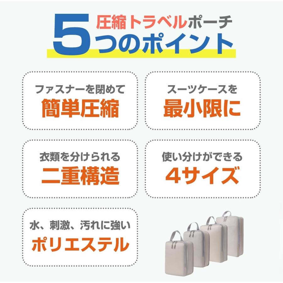 トラベルポーチ 4/5点セット 圧縮 おしゃれ 圧縮袋 衣類 旅行 収納