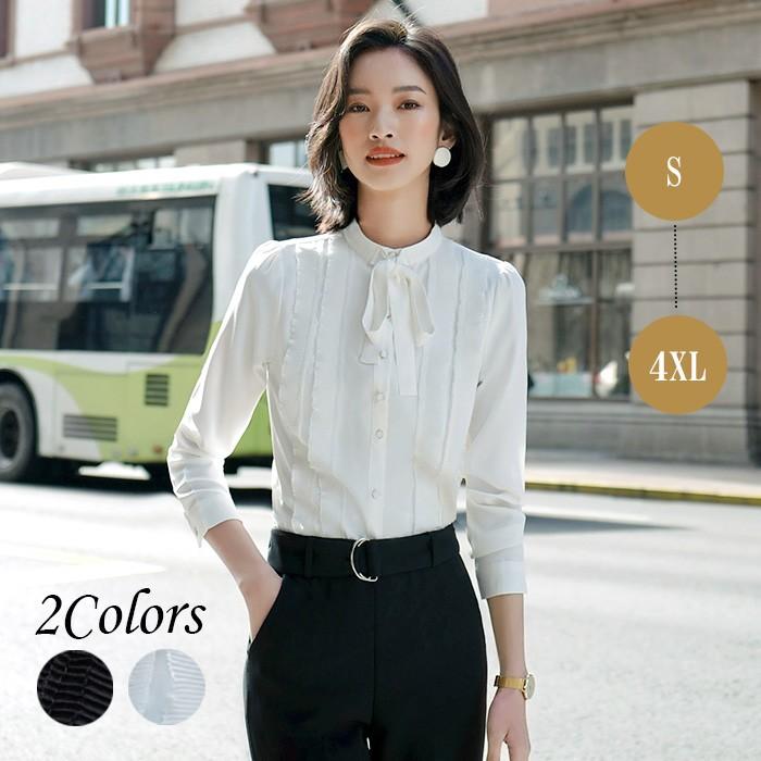 フリルブラウス フリル 立ち襟 トップス 長袖 シフォンシャツ シフォンブラウス ホワイト ブラック デザインシャツ おしゃれシャツ 白 通勤 オフィ Snstyle 1505 S N Style 通販 Yahoo ショッピング