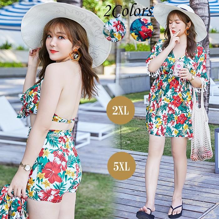 水着 体型カバー 3点セット 大きいサイズ 2xl 3xl 4xl 5xl Xxl Xxxl Xxxxl Xxxxxlレディース ワンピース ブラトップ パンツ パット入り 花柄 ホワイト ネ Snstyle 2511b S N Style 通販 Yahoo ショッピング