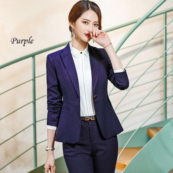 パンツスーツ スカートスーツ レディース 2点セット ジャケットパンツセット ジャケットスカートセット ダブルボタン ネイビー パープル オールシーズン Snstyle 33 S N Style 通販 Yahoo ショッピング