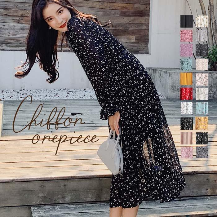 ワンピース シフォン ワンピース ワンピ ロング丈 ミモレ丈 花柄 秋ワンピ フレア レディース ロングワンピ 大きいサイズ S M L Xl 2xl Snstyle 3510 S N Style 通販 Yahoo ショッピング