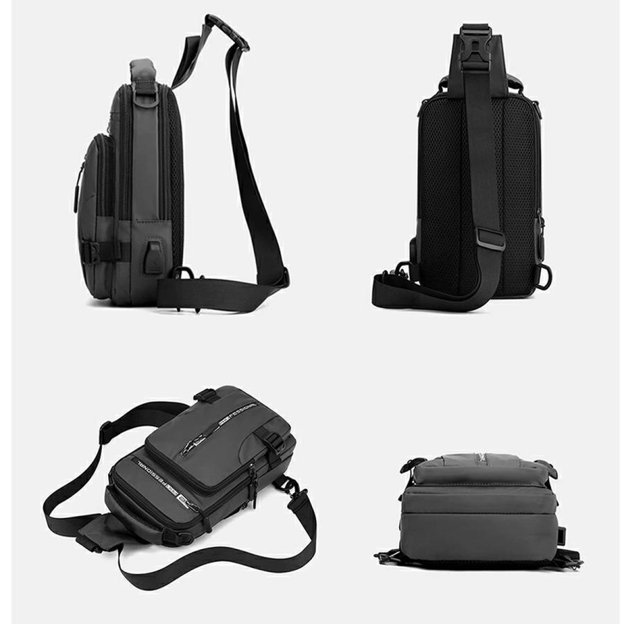ボディバッグ 4WAY ショルダーバッグ 男女兼用リュックサック USB 