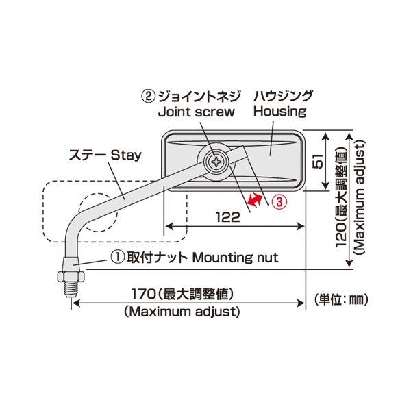 在庫あり TANAX タナックス AVA-101-10 リトラミラー（クロームメッキ）｜s-need｜05