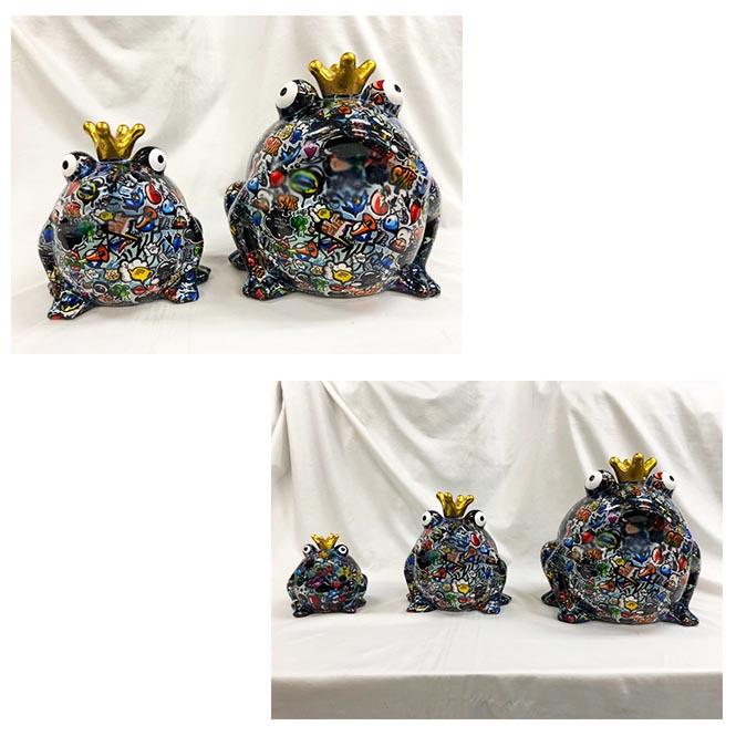 ショップ袋おまけ付 Pomme pidou(ポンピドゥー)  ベルギー セラミック製 POPアート　グラフィック カエル貯金箱 特大 高さ35cm 正規品 |  | 02