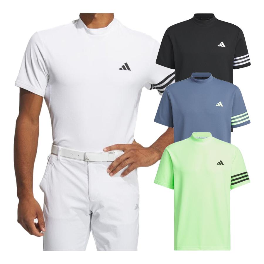 アディダス ゴルフ 半袖 モックネックシャツ スリーストライプス IKK67