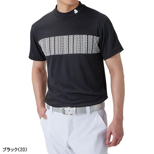 and per se（アンパスィ） 半袖 モックネックシャツ FlexMagic ロゴ