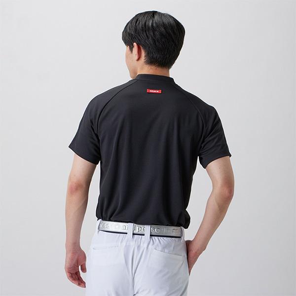 and per se（アンパスィ） 半袖 モックネックシャツ FlexMagic ロゴ