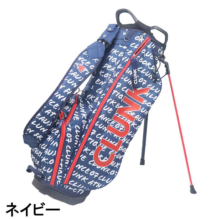 CLUNK スタンド式キャディバッグ ネイビー 総柄 CLUNK（クランク） 在庫処分 CLUNK BRUSHスタンドキャディバッグ 9.5型
