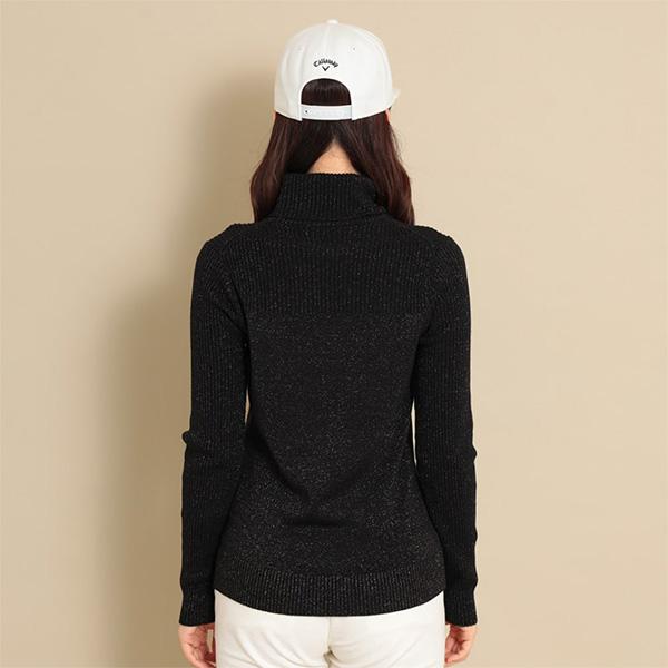 キャロウェイC23218202　レディースニット　ブラック　Lサイズ Callaway レディース キャロウェイ 長袖 タートルネック リブ