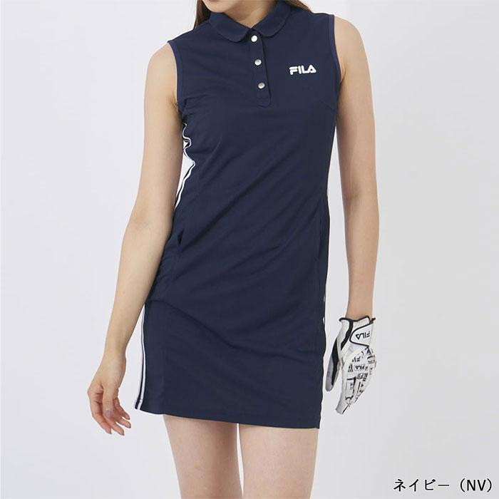   レディース ゴルフ ワンピース ネイビー FILA（フィラ） 在庫処分 レディース ゴルフ ノースリーブ ワンピース