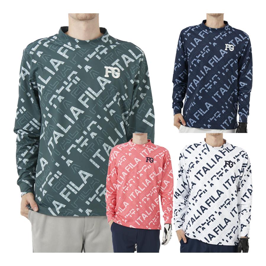 FILA GOLF ハイネックシャツ L 赤・黒 ダイヤモンドパターン
